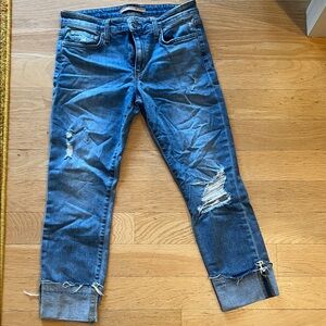Joe's Jeans Distressed Cropped Blue Denim